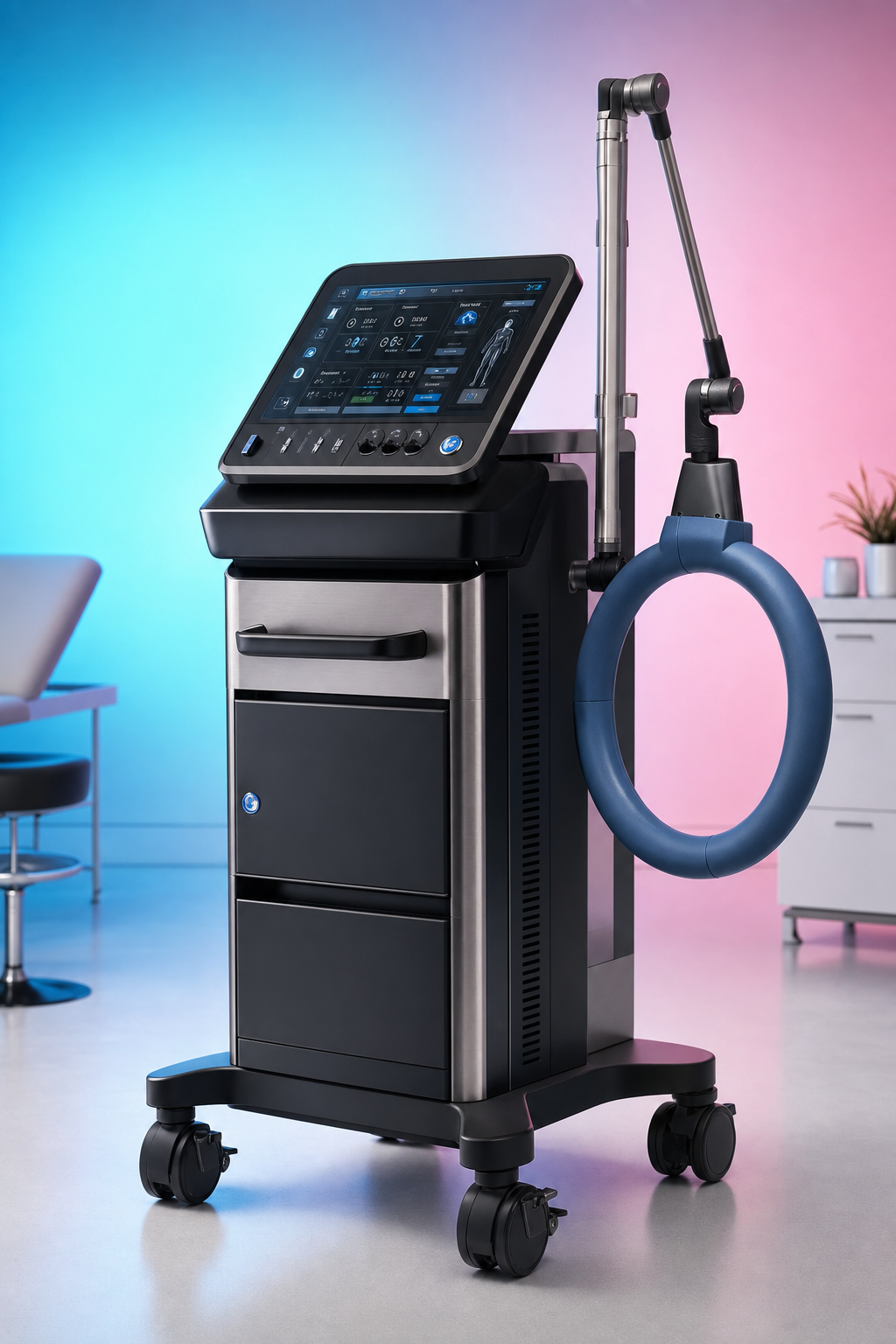 Clinical Hyper PMST LOOP PRO MAX — clinical-grade PEMF therapy system with five loop attachments.